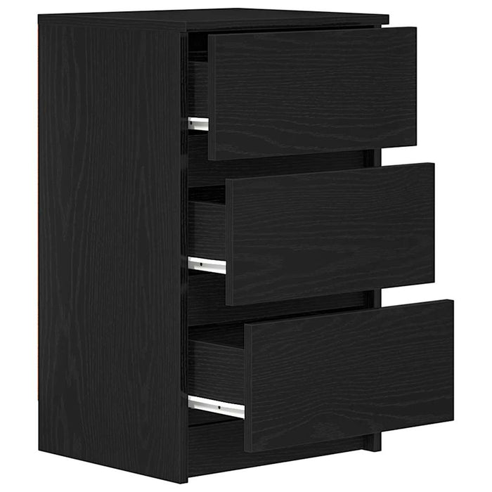 Noptiere cu 3 sertare 2 buc Negru 39x35x65 cm - WALTI WALTI
