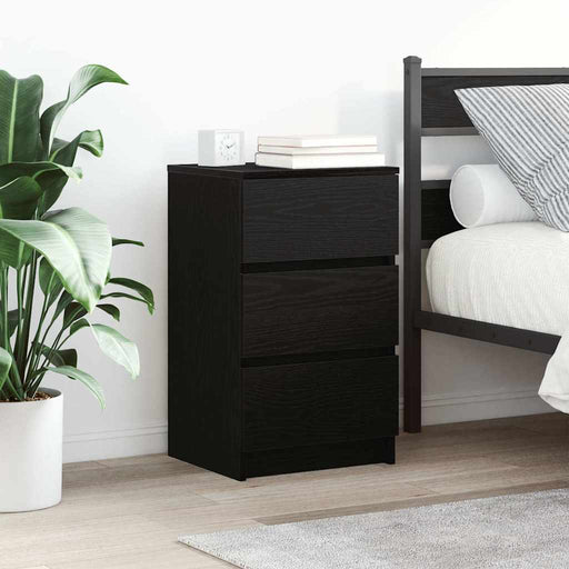 Noptiere cu 3 sertare 2 buc Negru 39x35x65 cm - WALTI WALTI