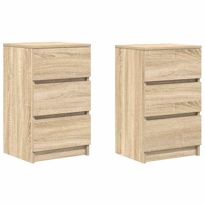 Noptiere cu 3 sertare 2 buc Stejar Sonoma 39x35x65 cm - WALTI WALTI