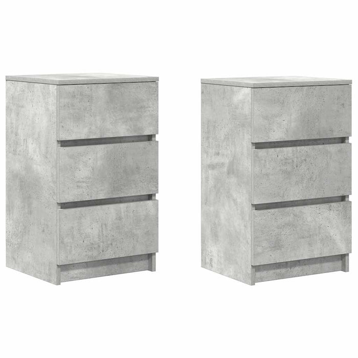 Noptiere cu 3 sertare 2 buc Beton Gri 39x35x65 cm - WALTI WALTI