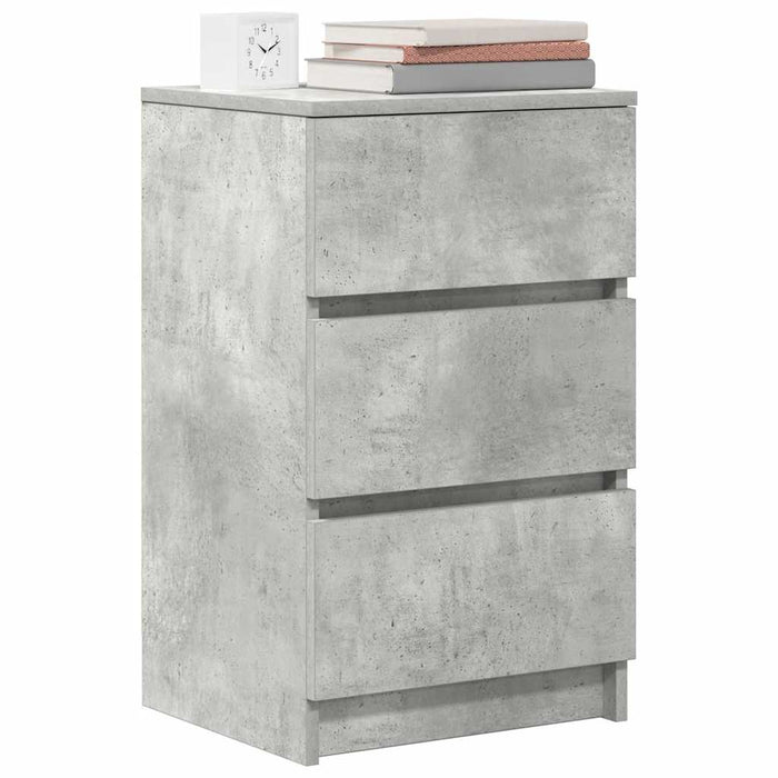 Noptiere cu 3 sertare 2 buc Beton Gri 39x35x65 cm - WALTI WALTI