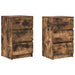 Noptiere cu 3 sertare 2 buc Stejar afumat 39x35x65 cm - WALTI WALTI