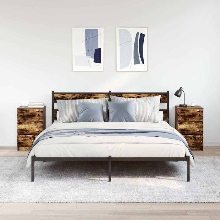 Noptiere cu 3 sertare 2 buc Stejar afumat 39x35x65 cm - WALTI WALTI