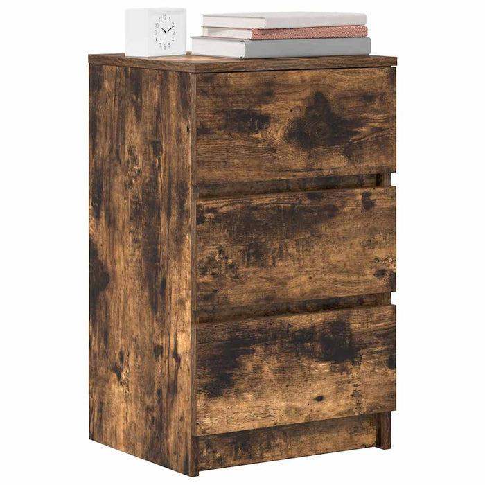 Noptiere cu 3 sertare 2 buc Stejar afumat 39x35x65 cm - WALTI WALTI