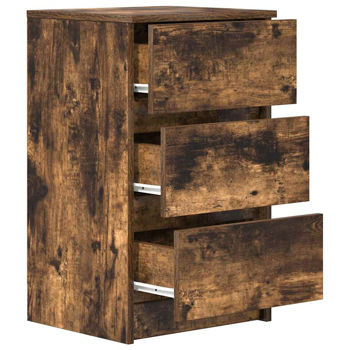 Noptiere cu 3 sertare 2 buc Stejar afumat 39x35x65 cm - WALTI WALTI