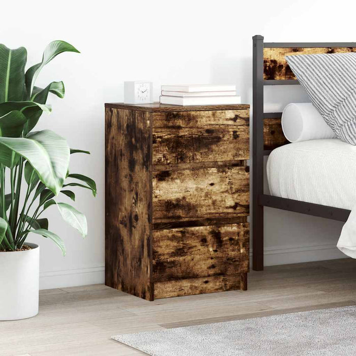 Noptiere cu 3 sertare 2 buc Stejar afumat 39x35x65 cm - WALTI WALTI