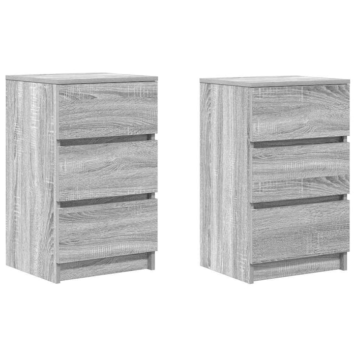 Noptiere cu 3 sertare 2 buc Gri Sonoma 39x35x65 cm - WALTI WALTI