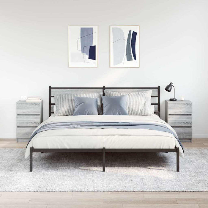 Noptiere cu 3 sertare 2 buc Gri Sonoma 39x35x65 cm - WALTI WALTI