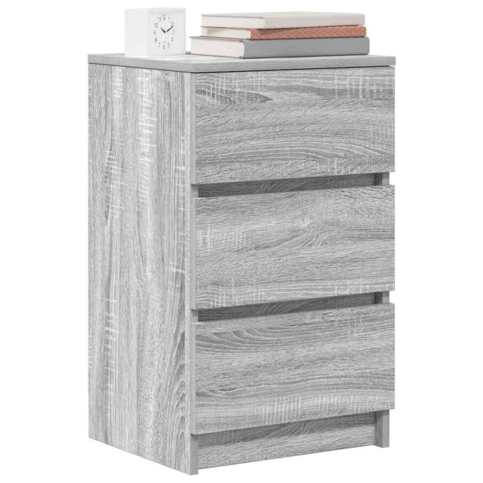 Noptiere cu 3 sertare 2 buc Gri Sonoma 39x35x65 cm - WALTI WALTI