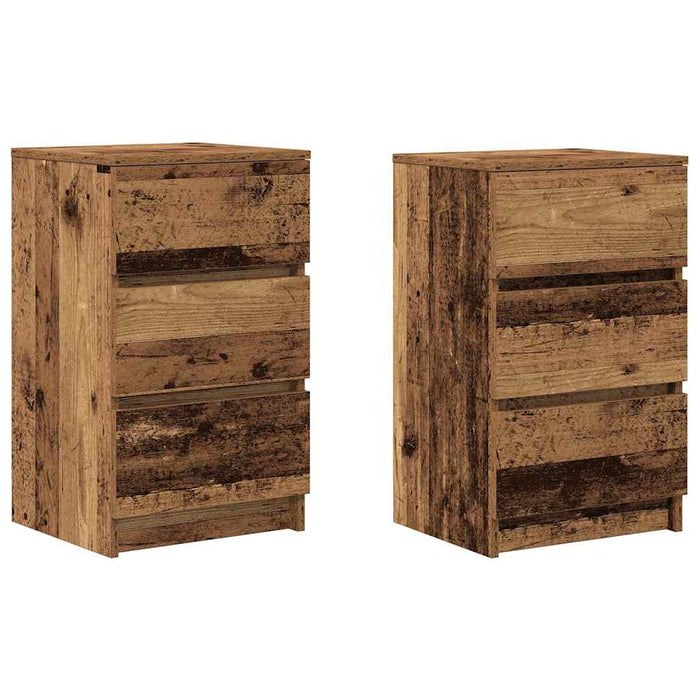 Noptiere cu 3 sertare 2 buc Lemn vechi 39x35x65 cm - WALTI WALTI
