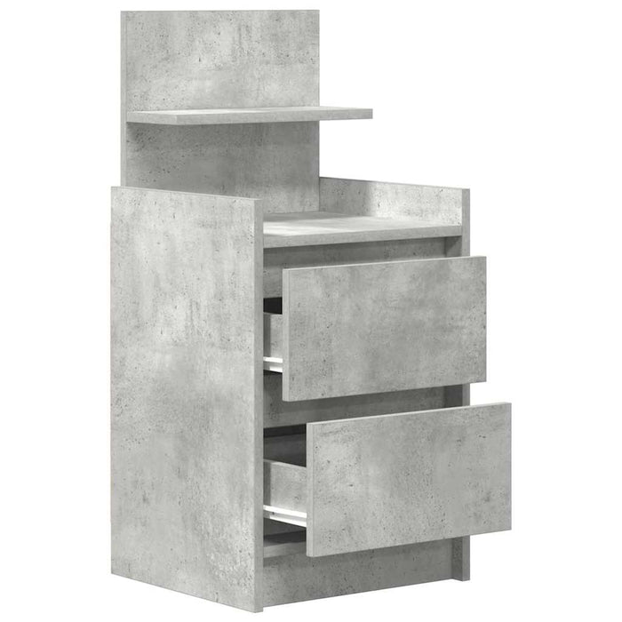Noptiere cu 2 sertare 2 buc Beton Gri 38x34x80 cm - WALTI WALTI