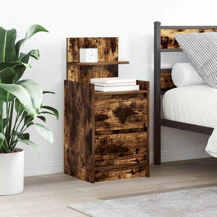 Noptiera cu 2 sertare stejar afumat 38x34x80 cm - WALTI WALTI