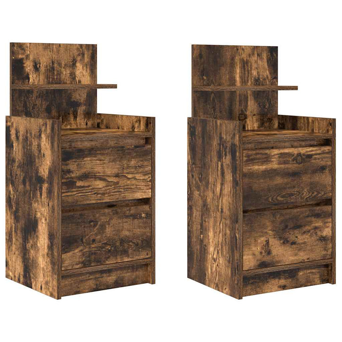 Noptiere cu 2 sertare 2 buc Stejar afumat 38x34x80 cm - WALTI WALTI