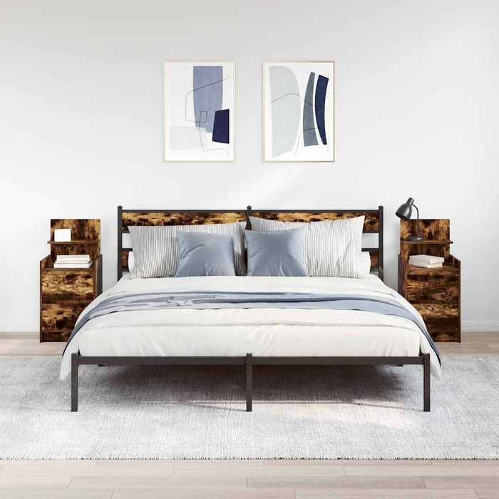 Noptiere cu 2 sertare 2 buc Stejar afumat 38x34x80 cm - WALTI WALTI