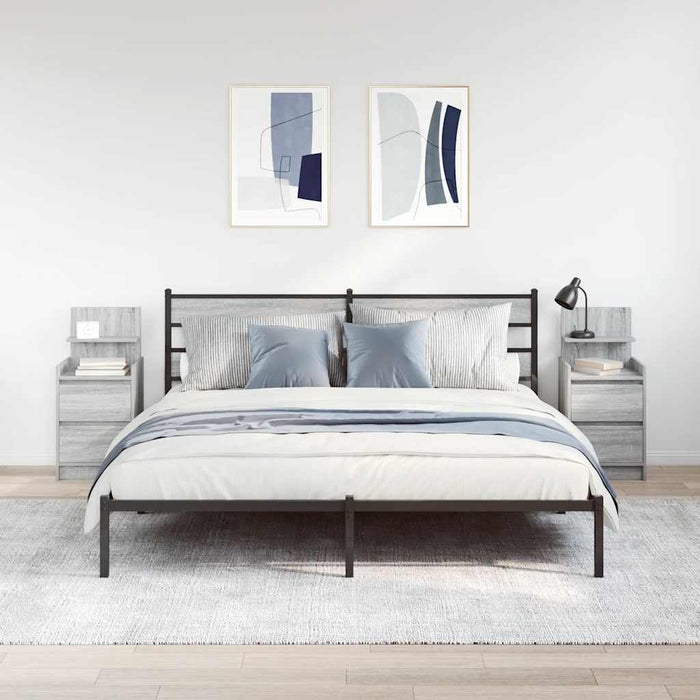 Noptiere cu 2 sertare 2 buc Gri Sonoma 38x34x80 cm - WALTI WALTI