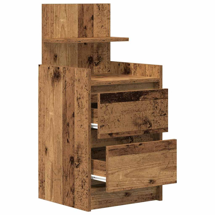 Noptiera cu 2 sertare din lemn vechi 38x34x80 cm - WALTI WALTI