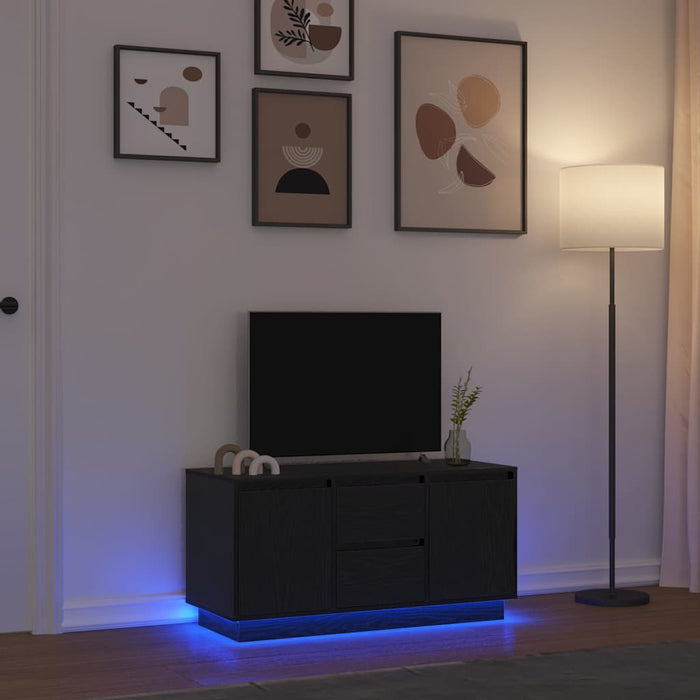 Dulap TV cu lumini LED Stejar negru 100x41x50 cm - WALTI WALTI