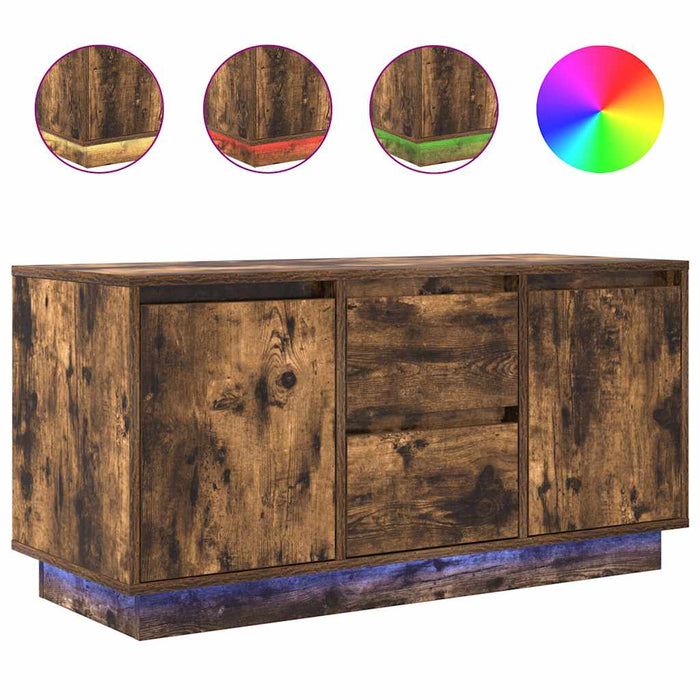 Comodă TV cu lumini LED, stejar fumuriu, 100x41x50 cm - WALTI WALTI
