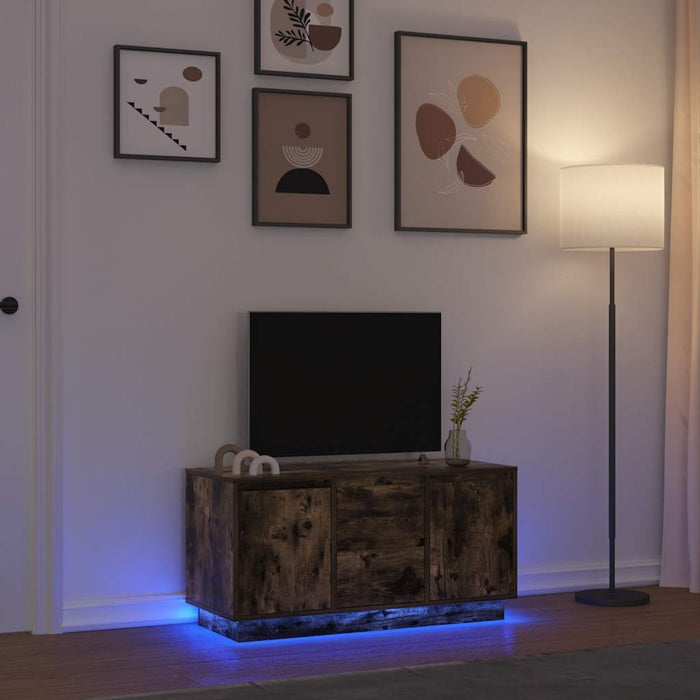 Comodă TV cu lumini LED, stejar fumuriu, 100x41x50 cm - WALTI WALTI