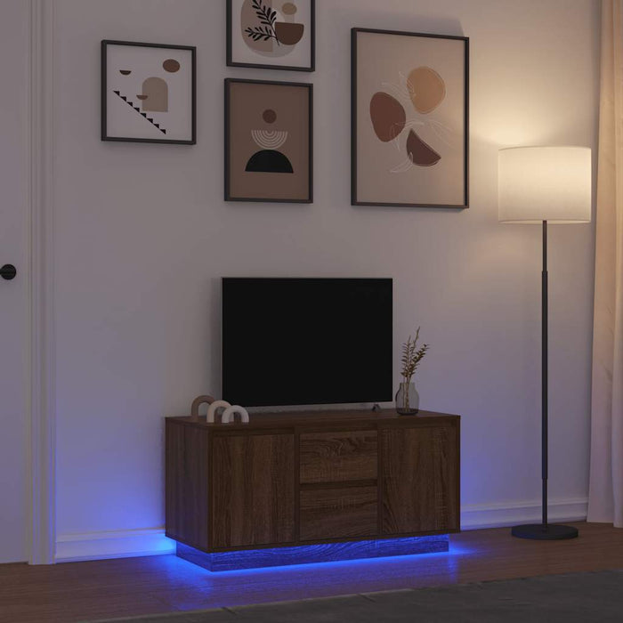Comodă TV cu lumini LED, stejar maro, 100x41x50 cm - WALTI WALTI