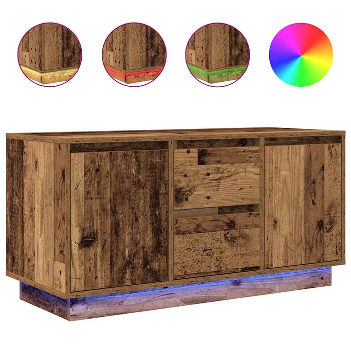 Dulap TV cu lumini LED, lemn vechi, 100x41x50 cm - WALTI WALTI