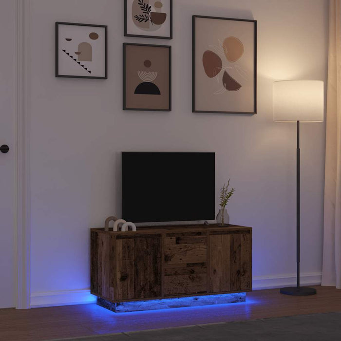 Dulap TV cu lumini LED, lemn vechi, 100x41x50 cm - WALTI WALTI