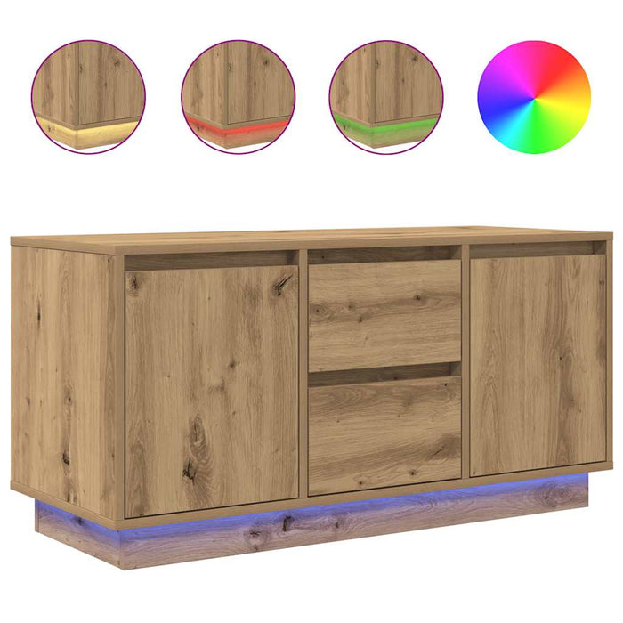 Comodă TV cu lumini LED, stejar artizanal, 100x41x50 cm - WALTI WALTI