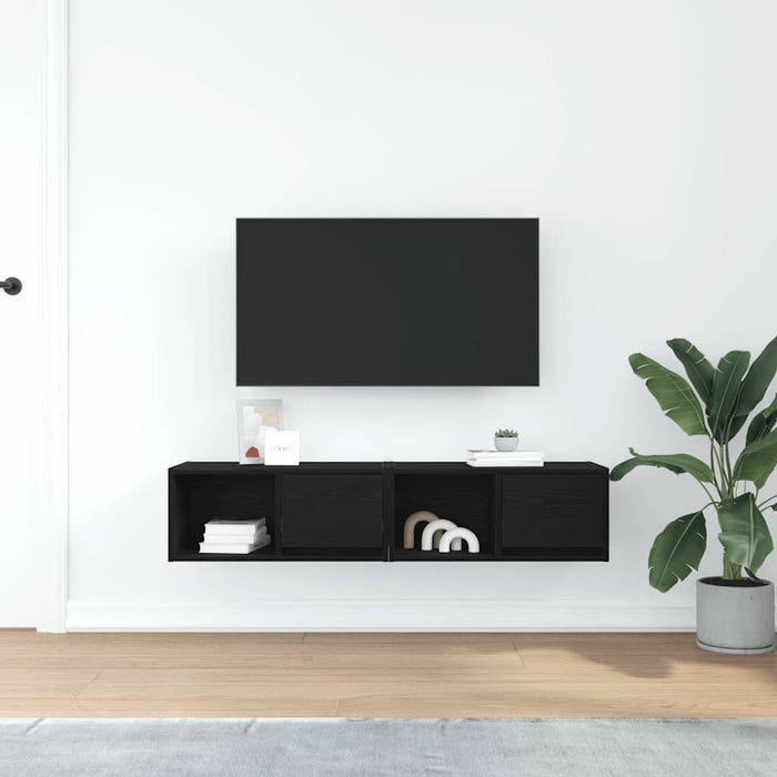 Dulapuri TV 2 buc stejar negru 60x31x25,5 cm lemn prelucrat - WALTI WALTI