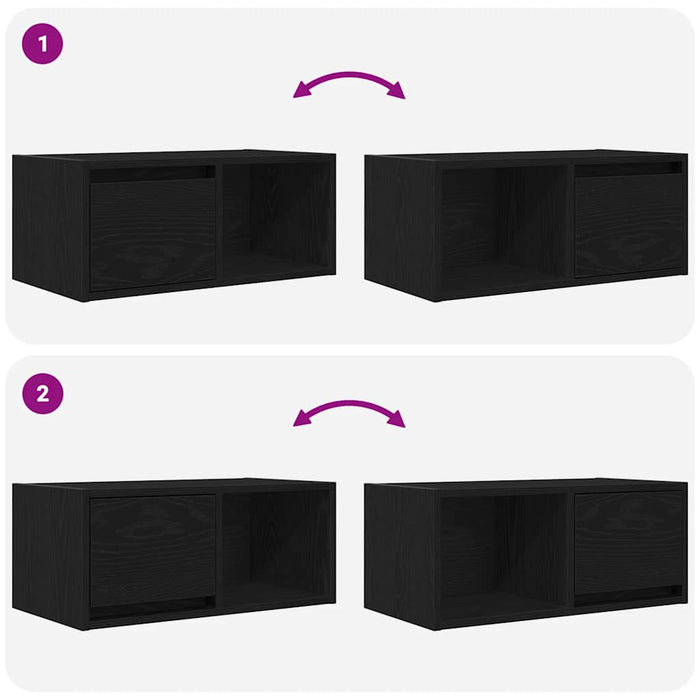 Dulapuri TV 2 buc stejar negru 60x31x25,5 cm lemn prelucrat - WALTI WALTI