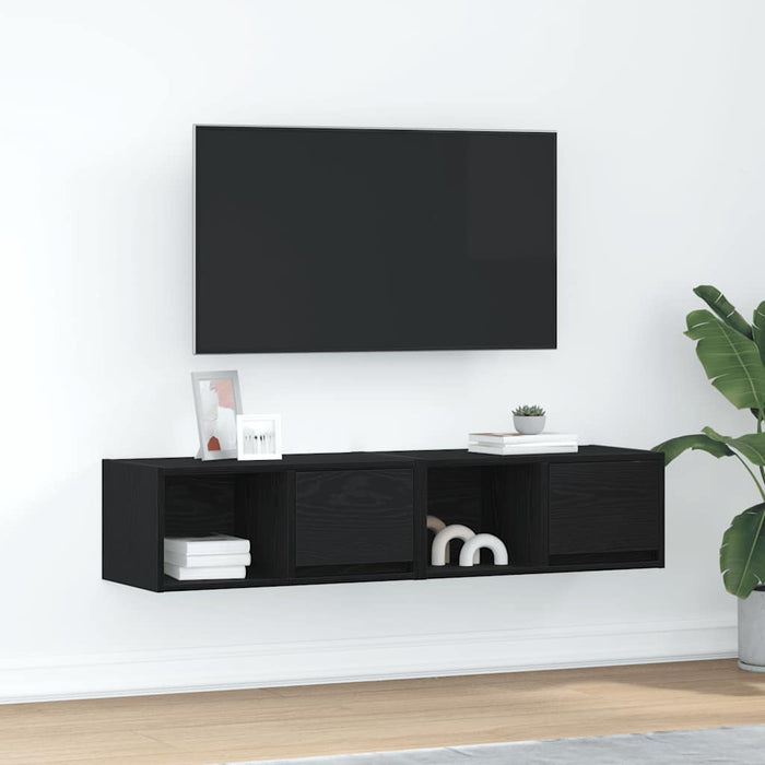 Dulapuri TV 2 buc stejar negru 60x31x25,5 cm lemn prelucrat - WALTI WALTI