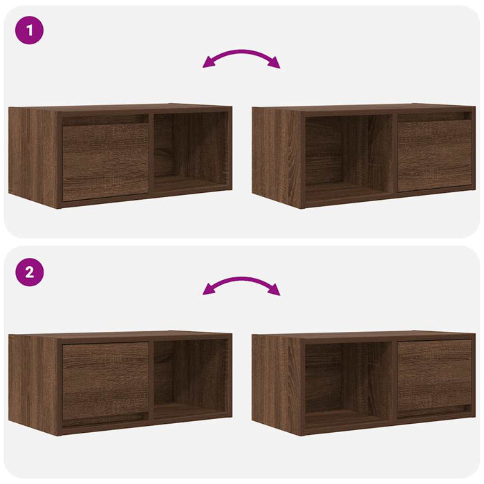 Dulapuri TV 2 buc Stejar maro 60x31x25,5 cm Lemn prelucrat WALTI