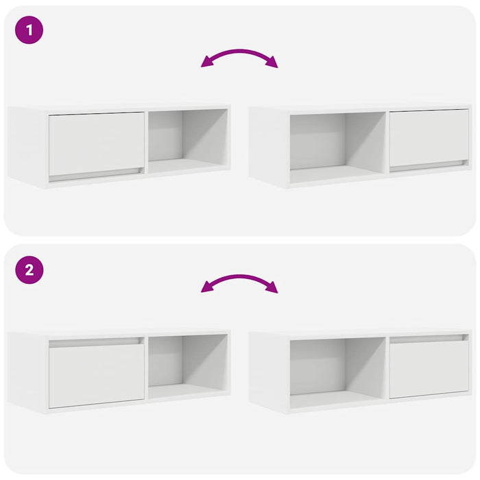 Dulapuri TV 2 buc Alb 80x31x25,5 cm Lemn prelucrat - WALTI WALTI