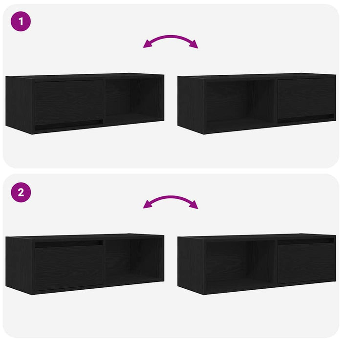 Dulap TV Stejar negru 80x31x25,5 cm Lemn prelucrat - WALTI WALTI