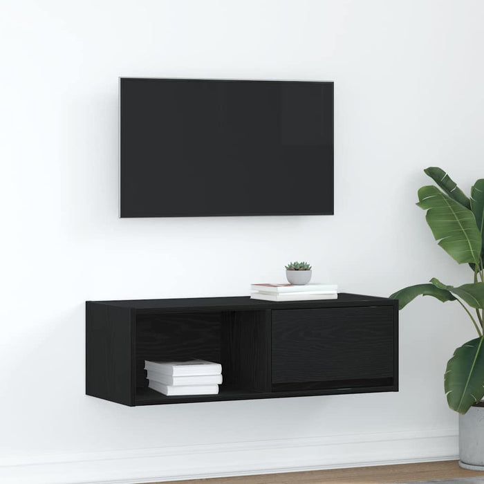 Dulap TV Stejar negru 80x31x25,5 cm Lemn prelucrat - WALTI WALTI