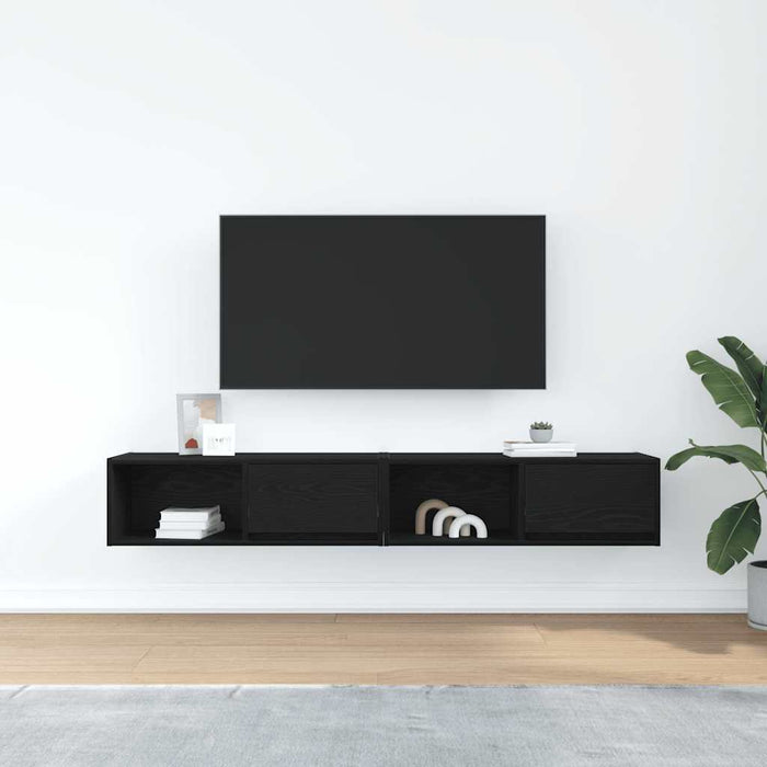 Dulapuri TV 2 buc Stejar negru 80x31x25,5 cm Lemn prelucrat - WALTI WALTI