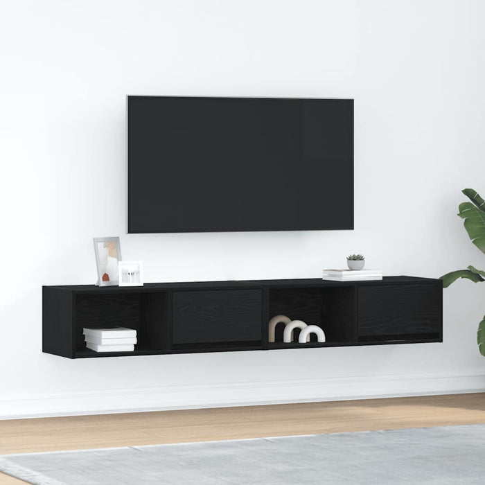 Dulapuri TV 2 buc Stejar negru 80x31x25,5 cm Lemn prelucrat - WALTI WALTI