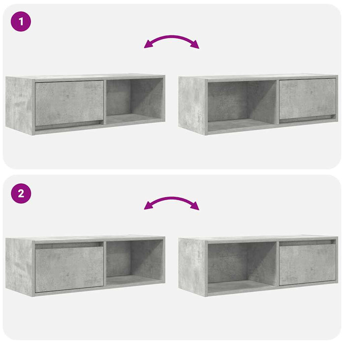 Dulap TV Beton Gri 80x31x25,5 cm Lemn prelucrat - WALTI WALTI