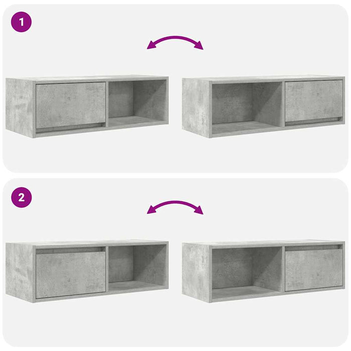 Dulapuri TV 2 buc Beton Gri 80x31x25,5 cm Lemn prelucrat - WALTI WALTI