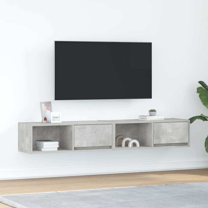 Dulapuri TV 2 buc Beton Gri 80x31x25,5 cm Lemn prelucrat - WALTI WALTI