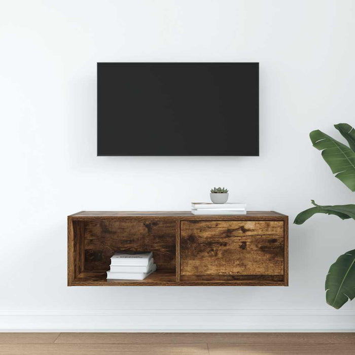 Dulap TV stejar afumat 80x31x25,5 cm din lemn de prelucrare - WALTI WALTI
