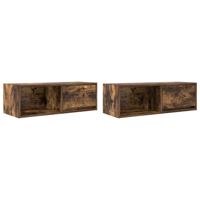 Dulapuri TV 2 buc Stejar afumat 80x31x25,5 cm Lemn prelucrat - WALTI WALTI