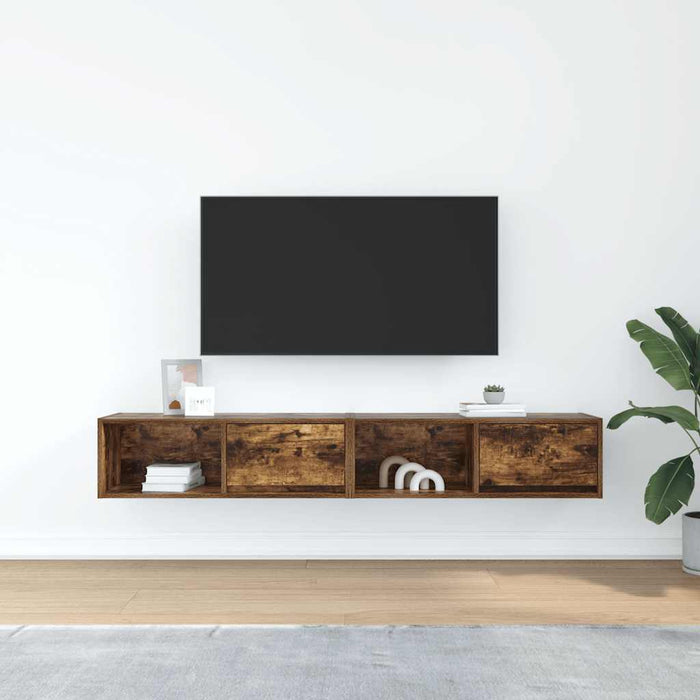 Dulapuri TV 2 buc Stejar afumat 80x31x25,5 cm Lemn prelucrat - WALTI WALTI