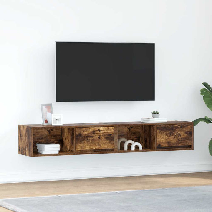 Dulapuri TV 2 buc Stejar afumat 80x31x25,5 cm Lemn prelucrat - WALTI WALTI