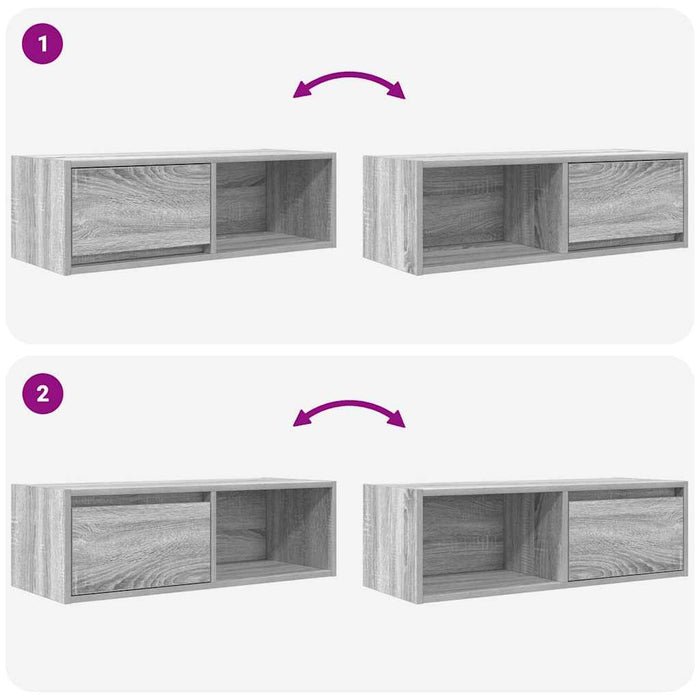 Dulap TV Gri Sonoma 80x31x25,5 cm lemn prelucrat - WALTI WALTI