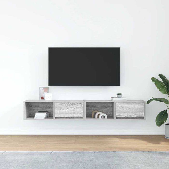 Dulapuri TV 2 buc Gri Sonoma 80x31x25,5 cm Lemn prelucrat - WALTI WALTI
