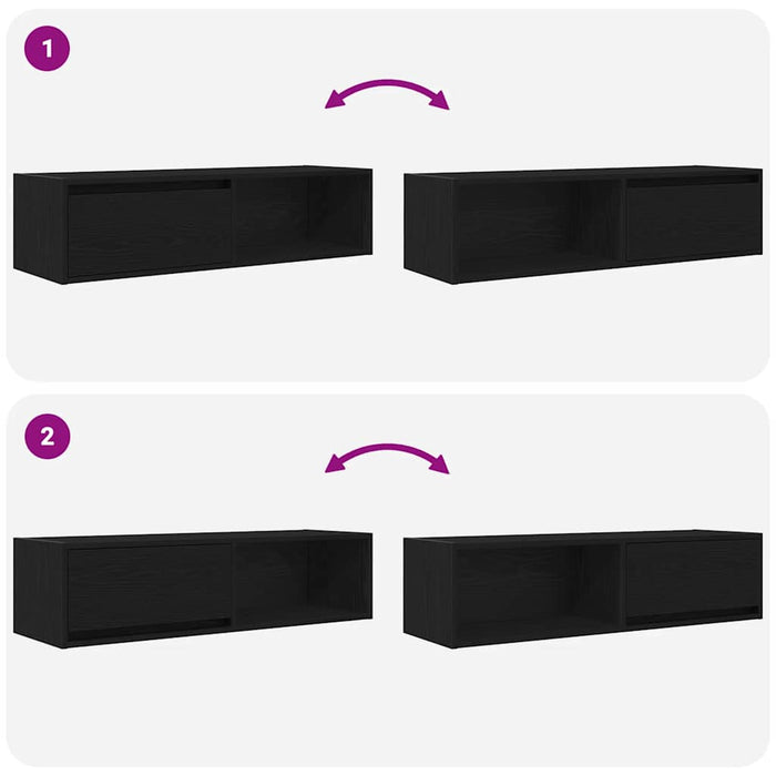 Dulap TV Stejar negru 100x31x25,5 cm Lemn prelucrat WALTI