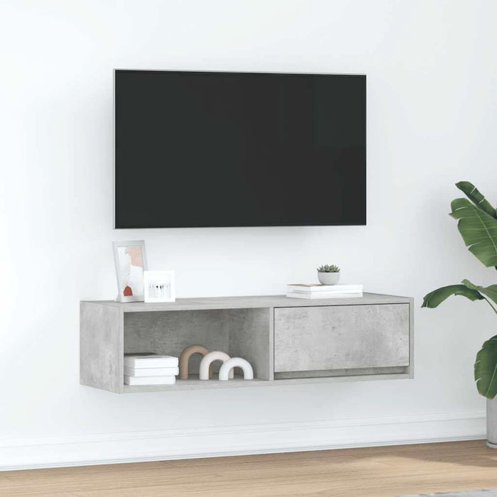 Comodă TV, gri beton, 100x31x25,5 cm, lemn prelucrat - WALTI WALTI