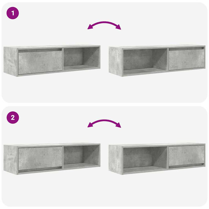 Dulapuri TV 2 buc Beton Gri 100x31x25,5 cm Lemn prelucrat - WALTI WALTI