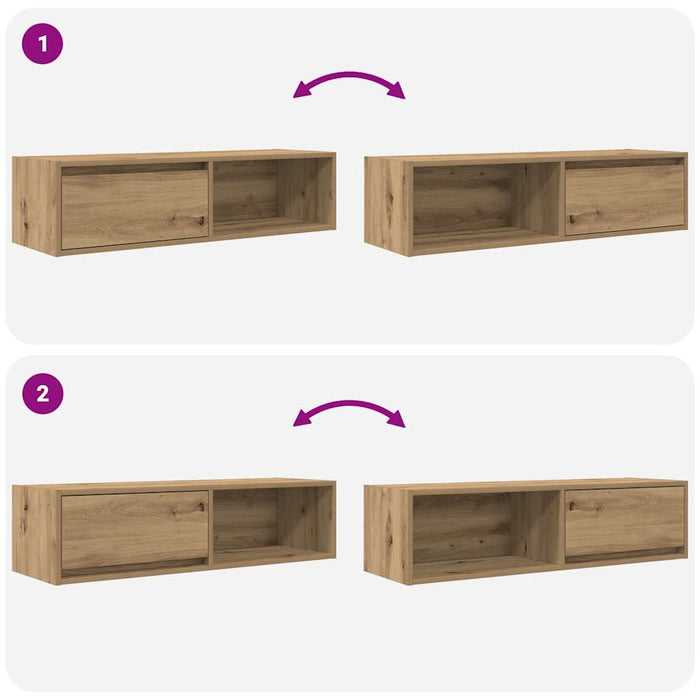 Dulap TV Artisan Stejar 100x31x25,5 cm Lemn prelucrat WALTI