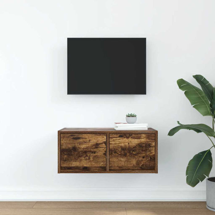 Dulap TV stejar afumat 60x31x25,5 cm din lemn de prelucrare - WALTI WALTI